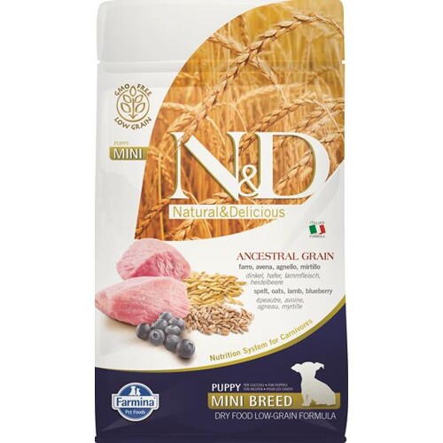 Farmina N&D dog AG puppy mini, lamb, spelt, oats & blueberry 0,8 kg