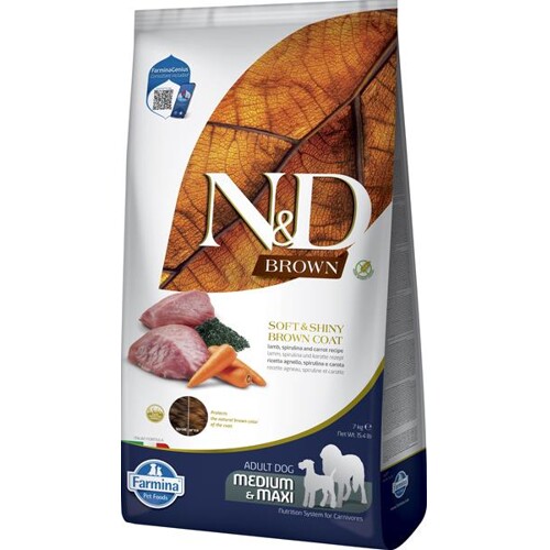 Farmina N&D dog BROWN (GF) adult med/max, spirulina & carrot, lamb 7 kg