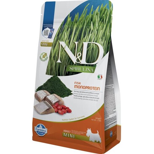 Farmina N&D dog SPIRULINA (GF) adult mini herring and goji  0,8 kg