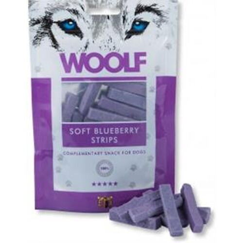 Pamlsok Woolf Dog Blueberry & Chicken Soft Strips 100 g