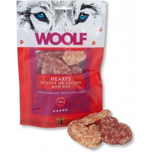 Pamlsok Woolf Dog Duck & Chicken Hearts 100 g