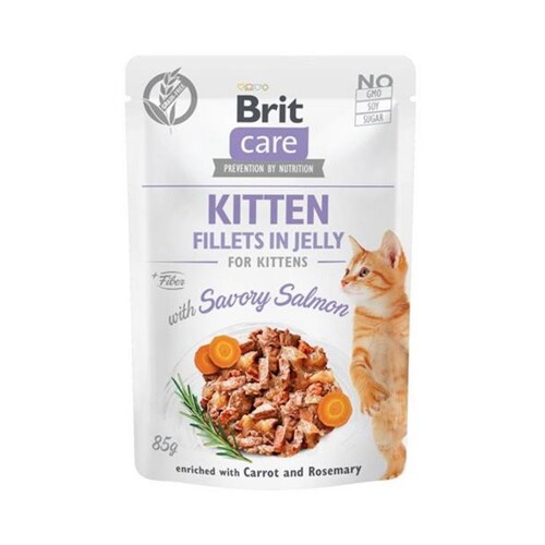 Brit Care cat Kapsička Kitten Fillets in Jelly with Savory Salmon  24 x 85 g