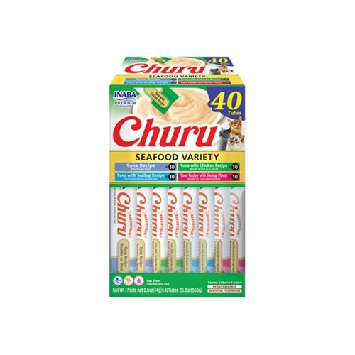 Pamlsok Inaba Churu cat Tuniak s morskými plodami 4 príchute 40 túb 560 g