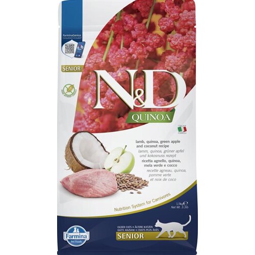 Farmina N&D cat QUINOA (GF) senior, lamb, green apple & coconut 1,5 kg