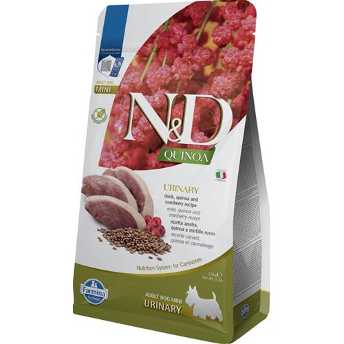 Farmina N&D dog QUINOA (GF) adult mini urinary , duck & cranberry 1,5 kg