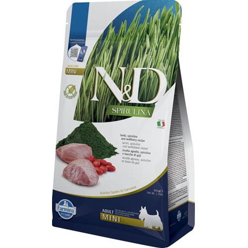 Farmina N&D dog SPIRULINA (GF) adult mini lamb and goji  0,8 kg