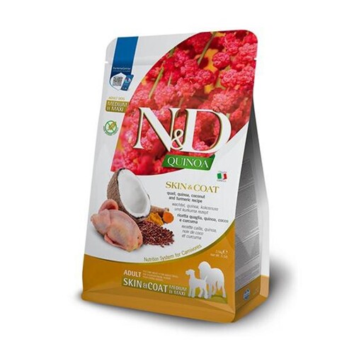Farmina N&D dog QUINOA (GF) adult medium,maxi skin & coat, quail & coconut 2,5 kg