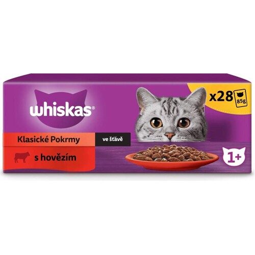 Mars WHISKAS kapsička cat s hovädzím mäsom v šťave 28 x 85 g