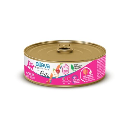 Alleva EQUILIBRIUM cat wet pate Sterilized rabbit 85 g  konzerva