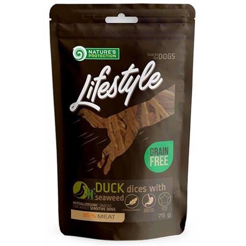 Pamlsok Natures P Lifestyle dog soft duck dices with seaweed 75 g