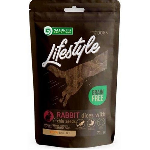 Pamlsok Natures P Lifestyle dog soft rabbit dices with chia seeds 75 g