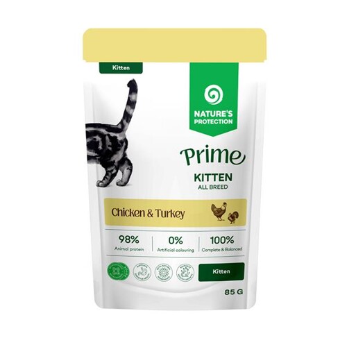 Natures P Prime KAPSIČKA cat kitten GF  chicken&Turkey 85 g