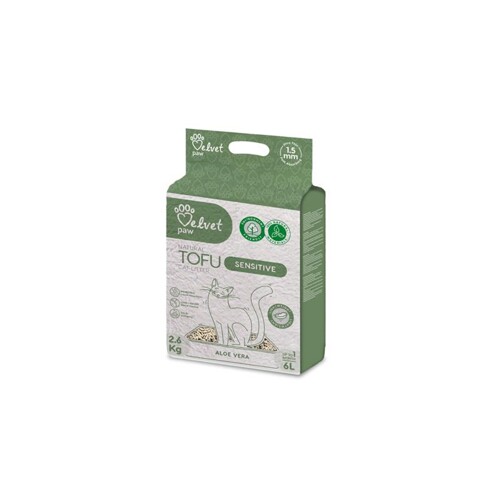 Podstielka pre citlivé mačky Velvet Paw Tofu s aloe vera esenciou  6 l