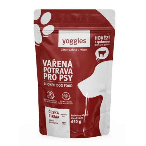 Yoggies varená potrava pre psov – hovädzie mäso s quinoou 650g