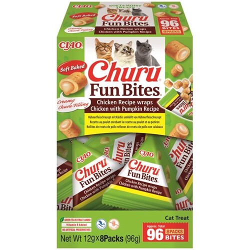 Pamlsok Inaba Churu Fun Bites cat kura s tekvicou 8 x 12 g