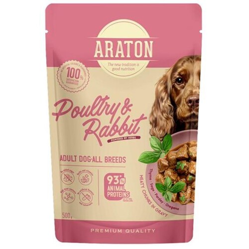 ARATON Adult Dog All Breeds with Poultry and Rabbit, of all breeds, 500 g