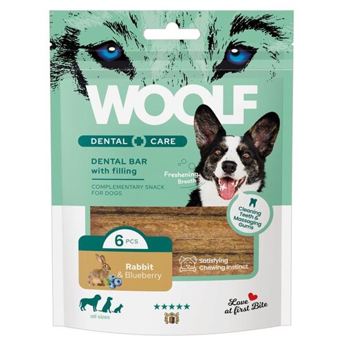 Pamlsok Woolf Dental Care Rabbit and Blueberry Bar 108 g