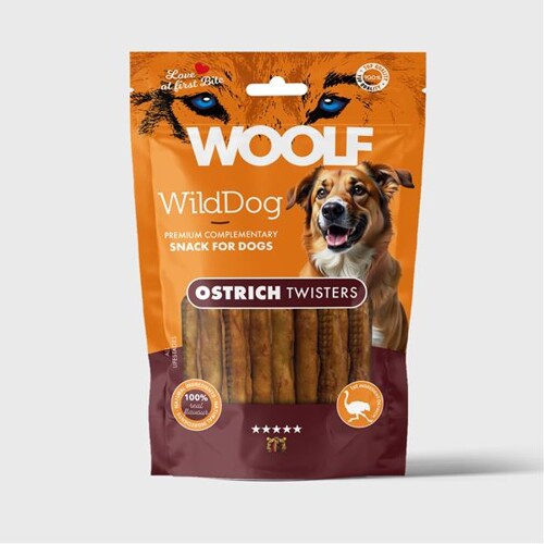 Pamlsok WOOLF WildDog Ostrich Twister 100 g