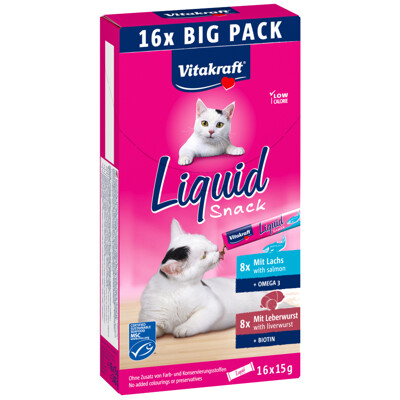 VITAKRAFT Cat Liquid Snack multipack losos a pečeň 16x15g/240g
