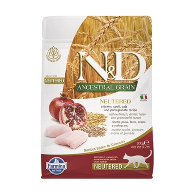 Farmina N&amp;D cat AG adult, neutered, chicken, spelt, oats &amp; pomegranate 0,3 kg ...
