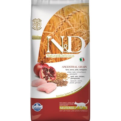 Farmina N&amp;D cat AG adult, neutered, chicken, spelt, oats &amp; pomegranate 5 kg (5...