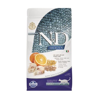 Farmina N&amp;D cat OCEAN (AG) adult, codfish, spelt, oats &amp; orange 1,5 kg (1,5 kg)