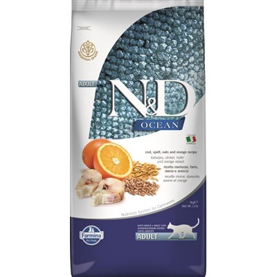 Farmina N&amp;D cat OCEAN (AG) adult, codfish, spelt, oats &amp; orange 5 kg (5 kg)