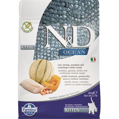 Farmina N&amp;D cat OCEAN PUMPKIN (GF) kitten, cod, shrimp &amp; cantaloupe melon 0,3 ...
