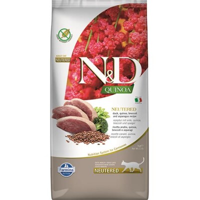 Farmina N&amp;D cat QUINOA (GF) adult, neutered, duck, broccoli &amp; asparagus 5 kg