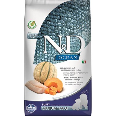 Farmina N&amp;D dog OCEAN PUMPKIN (GF) puppy medium &amp; maxi, cod &amp; cantaloupe melon...