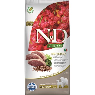 Farmina N&amp;D dog QUINOA (GF) adult medium &amp; maxi, neutered, duck, broccoli &amp; as...