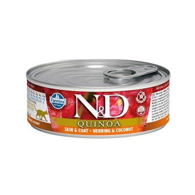 Farmina N&amp;D cat QUINOA herring &amp; conut konzerva 80 g