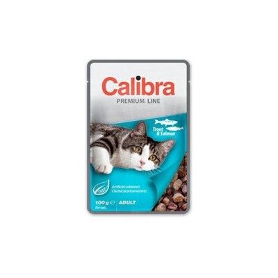 Calibra KAPSIČKA Premium cat Adult Pstruh &amp; losos v omáčke 24 x 100 g