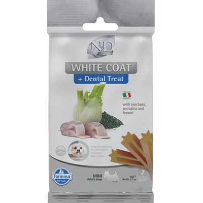 Pamlsok Farmina ND White Dog Sea Bass Fenn Rice Spiru Adult Mini 60g