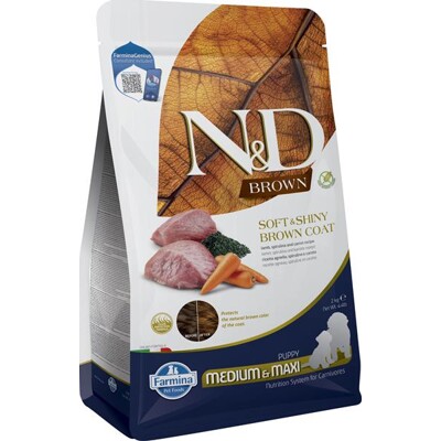 Farmina N&amp;D dog BROWN (GF) puppy med/max, lamb, spirulina &amp; carrot,  2 kg