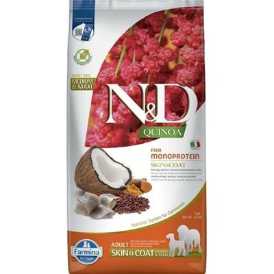 Farmina N&amp;D dog QUINOA (GF) adult medium &amp; maxi, skin &amp; coat,coconut, herring ...