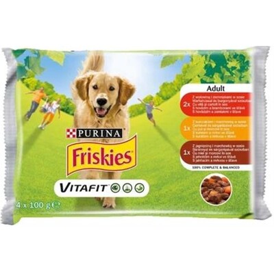 Nestlé Friskies dog Adult Multipack hovädzie&amp;kura&amp;jahňa kapsička 4x85 g