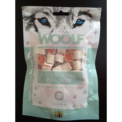 Pamlsok Woolf Dog Chicken &amp; Codfish sushi 100 g