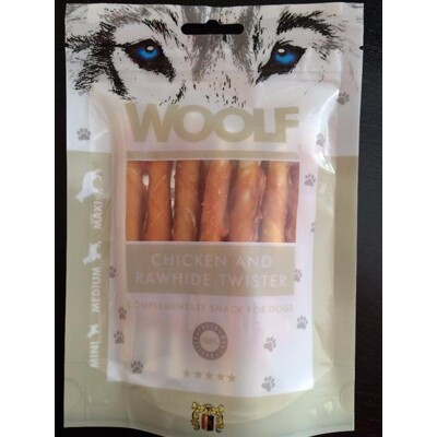 Pamlsok Woolf Dog Chicken &amp; Rawhide Twister 100 g