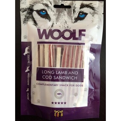 Pamlsok Woolf Dog Lamb &amp; Codfish Soft Sandwich LONG 100 g
