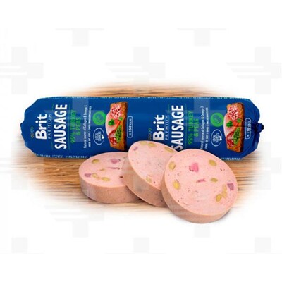 Saláma BRIT dog Turkey &amp; Pea 800 g