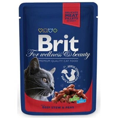 BRIT Premium cat Kapsička Adult Beef Stew &amp; Peas 100 g