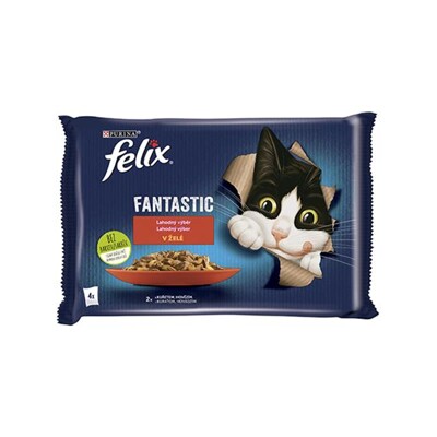 Nestlé FELIX Fantastic cat Multipack hovädzie&amp;kura želé kapsička 4x85 g