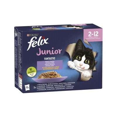 Nestlé FELIX Fantastic cat Multipack junior hovädzie, kura, sardinky, losos v ...