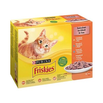 Nestlé Friskies cat Multipack kura&amp;kačica&amp;losos&amp;morka kapsička 12x85 g
