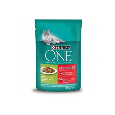 Nestle PURINA ONE cat Sterilcat mini filetky s morkou a zelenými fazuľkami v š...
