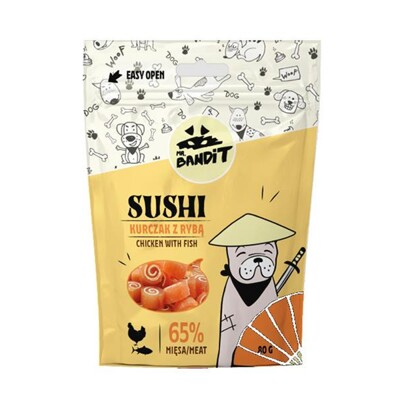 Pamlsok Mr. Bandit sushi chicken &amp; fish 80g