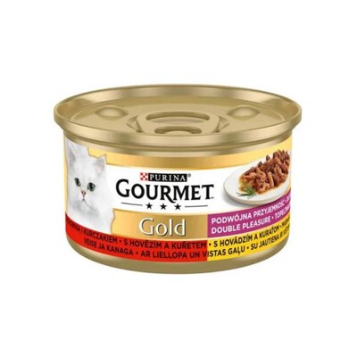 Nestlé GOURMET GOLD cat hovädzie&amp;kura kúsky šťava konz.12x85 g