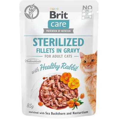 Brit Care cat Kapsička Sterilized Fillets in Gravy with Healthy Rabbit 24 x 85...