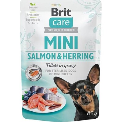 Brit Care dog Kapsička MINI Sterilised Salmon&amp;Herring fillets in gravy 24 x 85...
